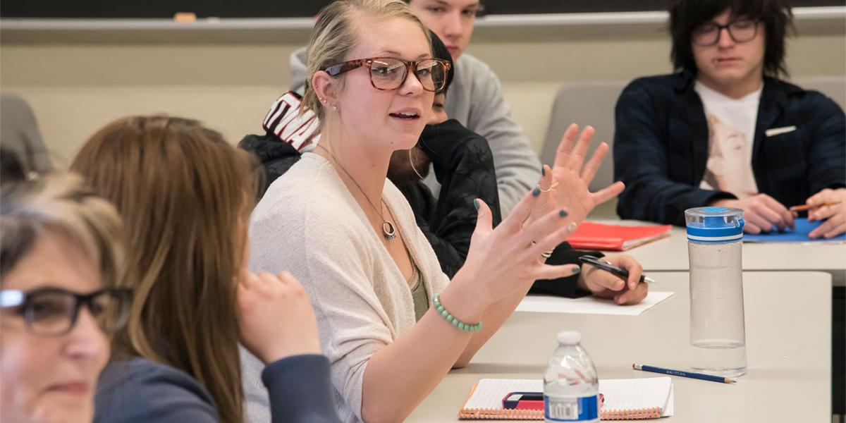 Female student in class discussion